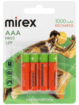 Аккумулятор Mirex, Ni-Mh, AAA, HR03-4BL, 1.2В, 1000 мАч, блистер, 4 шт.