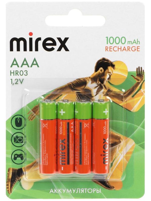 Аккумулятор Mirex, Ni-Mh, AAA, HR03-4BL, 1.2В, 1000 мАч, блистер, 4 шт.