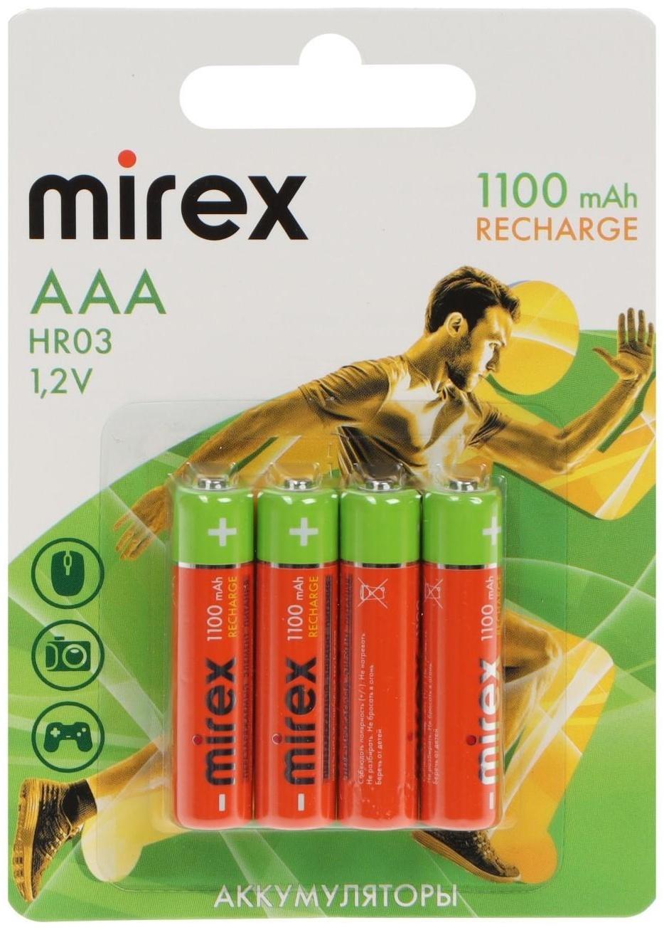 Аккумулятор Mirex, Ni-Mh, AAA, HR03-4BL, 1.2В, 1100 мАч, блистер, 4 шт.