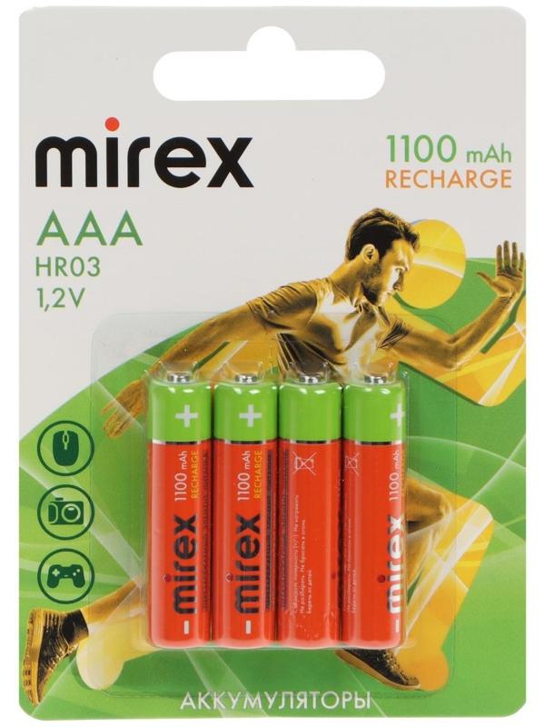Аккумулятор Mirex, Ni-Mh, AAA, HR03-4BL, 1.2В, 1100 мАч, блистер, 4 шт.