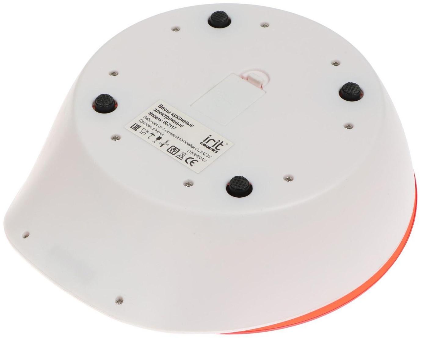 Весы кухонные Irit IR-7117, электронные, до 5 кг, красные