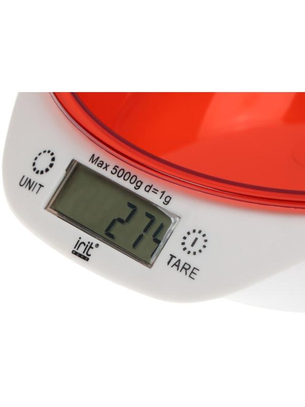 Весы кухонные Irit IR-7117, электронные, до 5 кг, красные
