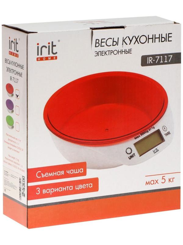 Весы кухонные Irit IR-7117, электронные, до 5 кг, красные
