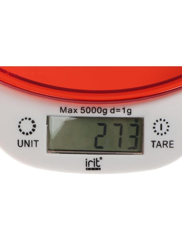 Весы кухонные Irit IR-7117, электронные, до 5 кг, красные