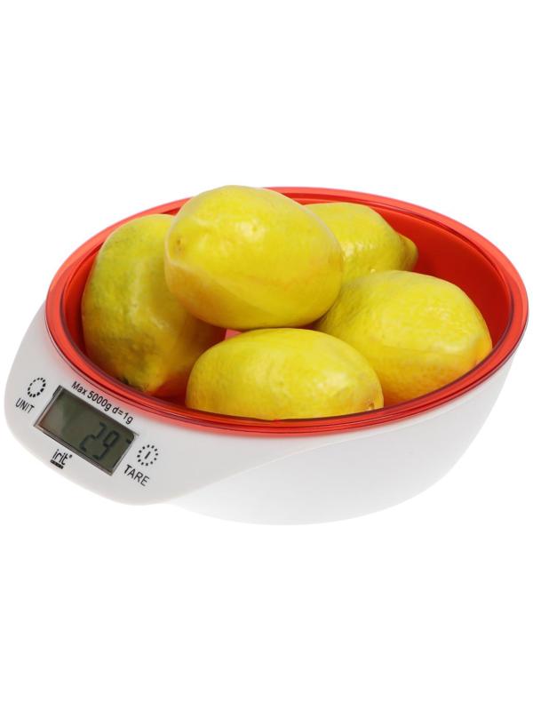 Весы кухонные Irit IR-7117, электронные, до 5 кг, красные