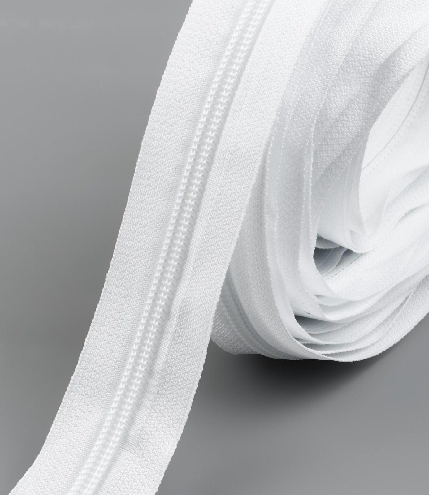 Набор: рулонная молния «Спираль» №5, 10 м, 20 бегунков, 40 верхних ограничителей, 20 нижних ограничителей, цвет белый