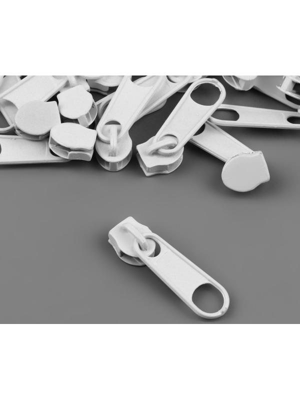 Набор: рулонная молния «Спираль» №5, 10 м, 20 бегунков, 40 верхних ограничителей, 20 нижних ограничителей, цвет белый