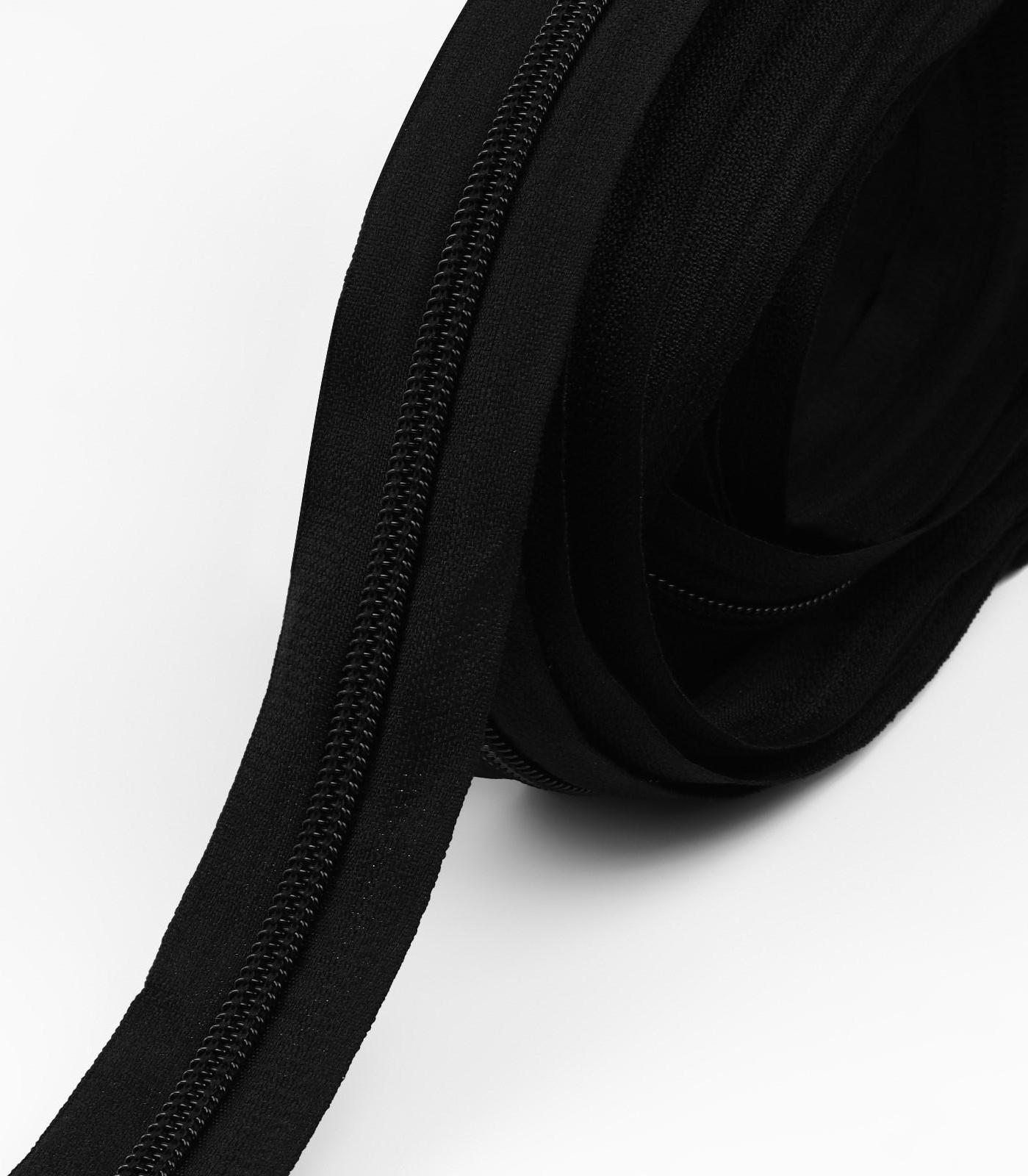 Набор: рулонная молния «Спираль» №5, 10 м, 20 бегунков, 40 верхних ограничителей, 20 нижних ограничителей, цвет чёрный