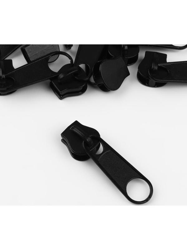 Набор: рулонная молния «Трактор» №5, 10 м, 20 бегунков, 40 верхних ограничителей, 20 нижних ограничителей, цвет чёрный