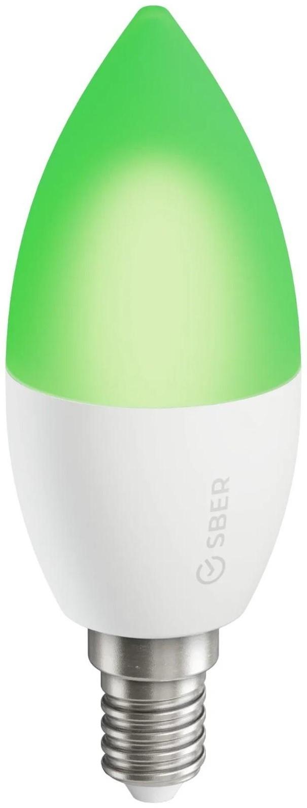 Умная лампа Sber C37 SBDV-00020, E14, 5.5 Вт, 470 Лм, Wi-Fi, цветная, регулировка
