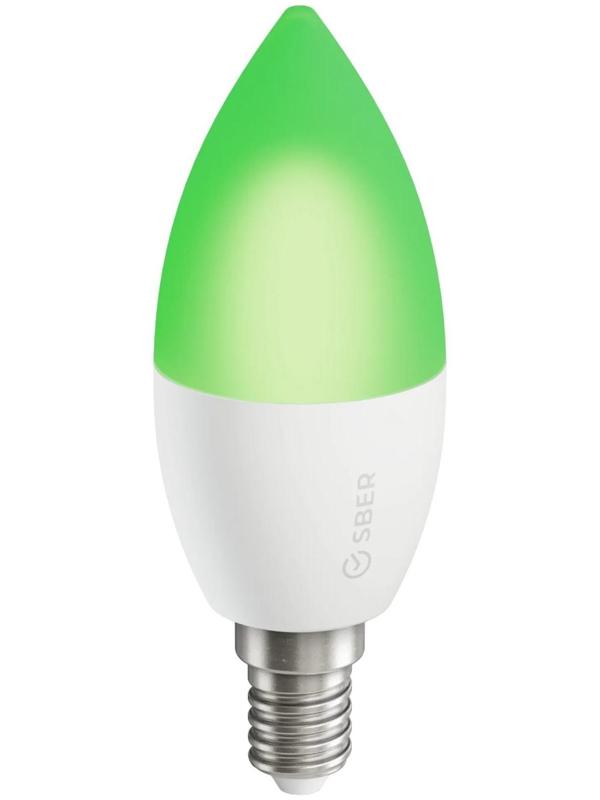 Умная лампа Sber C37 SBDV-00020, E14, 5.5 Вт, 470 Лм, Wi-Fi, цветная, регулировка