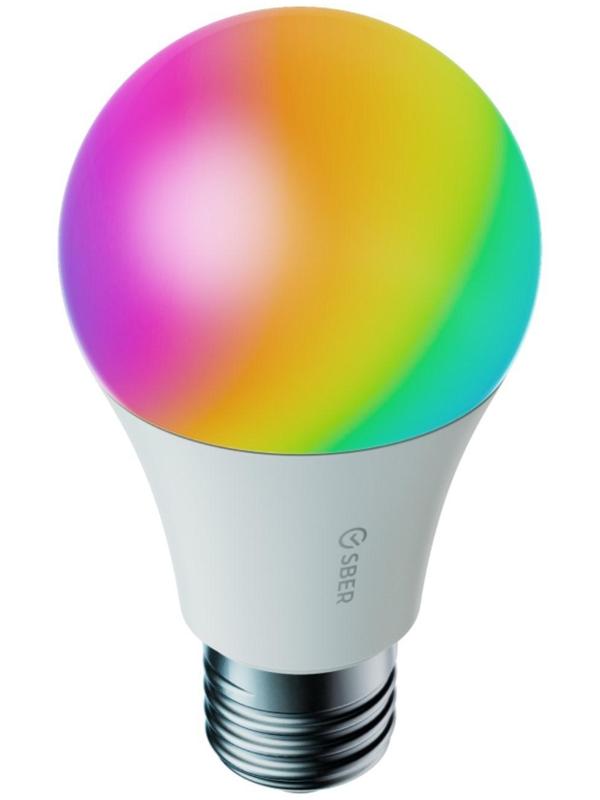 Умная лампа Sber А60 SBDV-00019, E27, 9 Вт, 806 Лм, Wi-Fi, цветная, регулировка