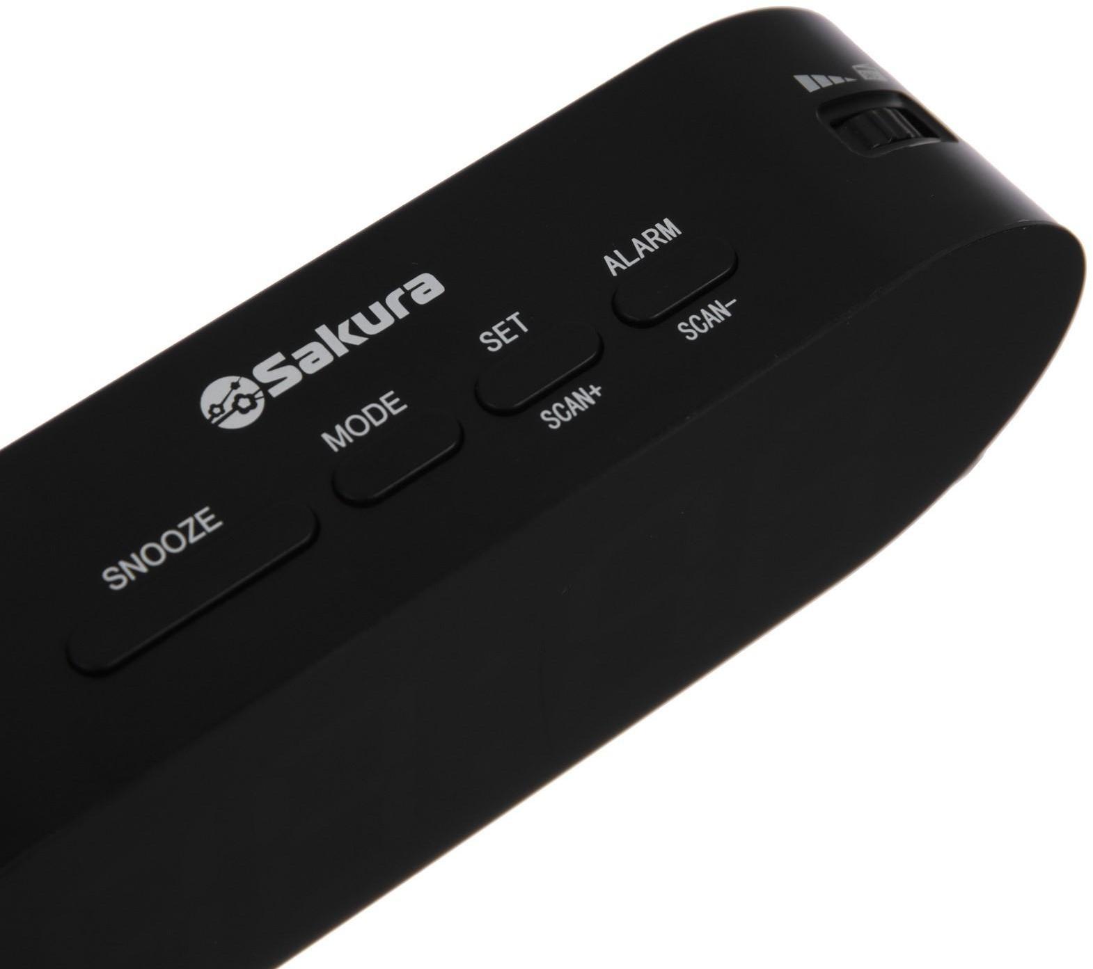 Часы-будильник Sakura SA-8518, электронные, будильник, радио, 3хААА, чёрные