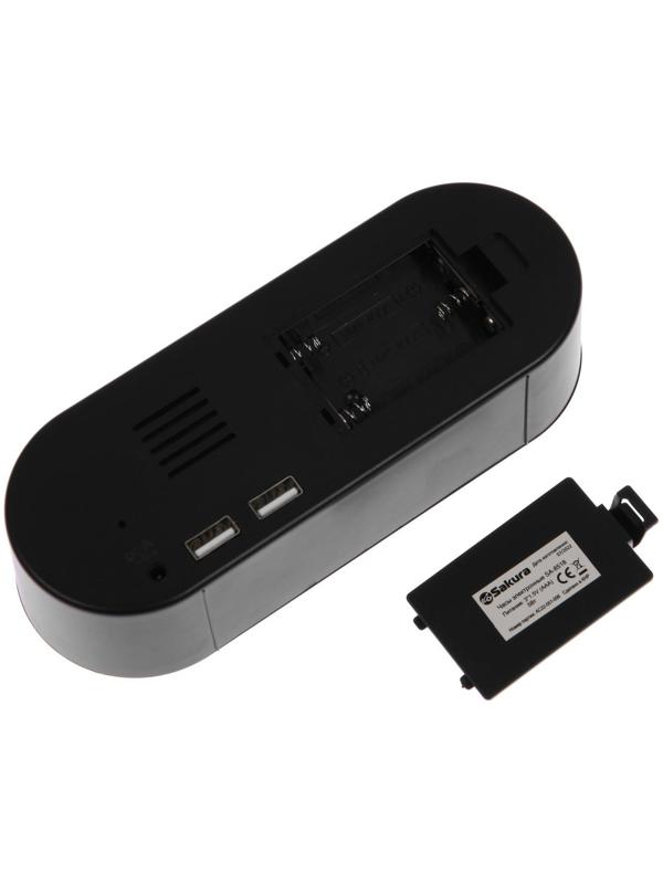 Часы-будильник Sakura SA-8518, электронные, будильник, радио, 3хААА, чёрные