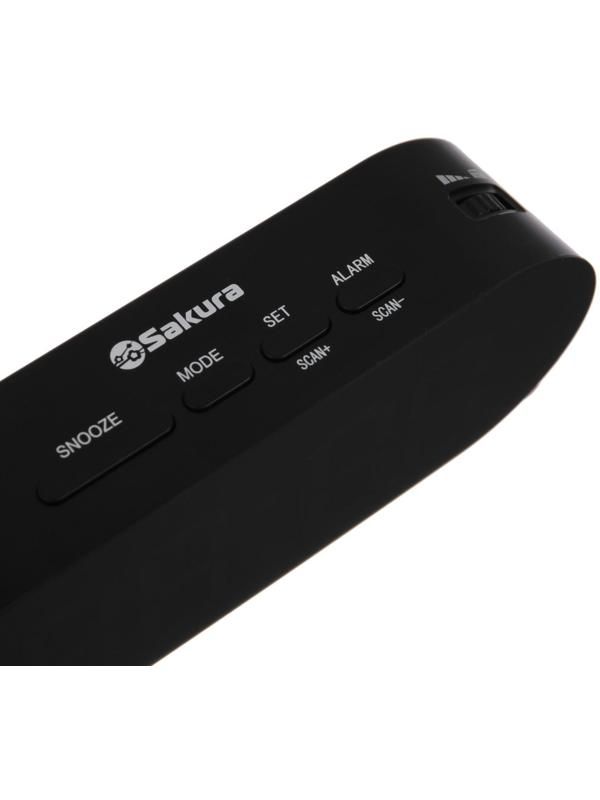 Часы-будильник Sakura SA-8518, электронные, будильник, радио, 3хААА, чёрные