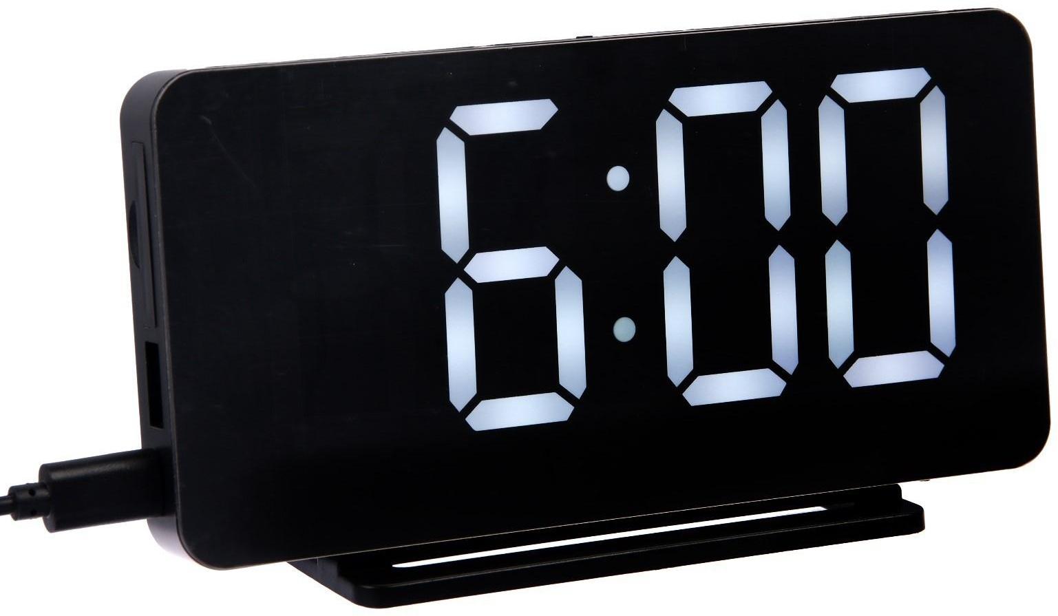 Часы-будильник Sakura SA-8519, электронные, будильник, радио, 1хCR2032, чёрные