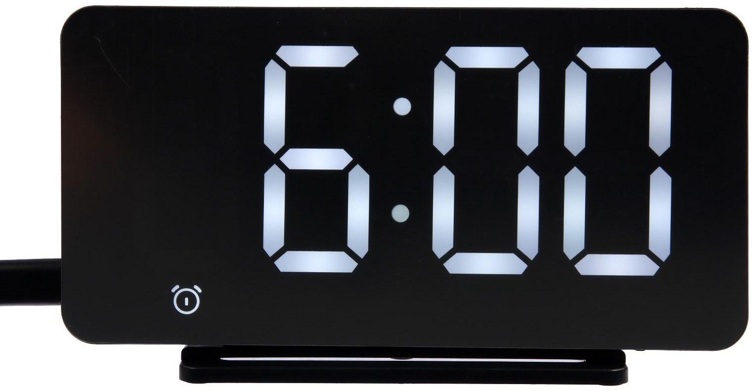 Часы-будильник Sakura SA-8519, электронные, будильник, радио, 1хCR2032, чёрные
