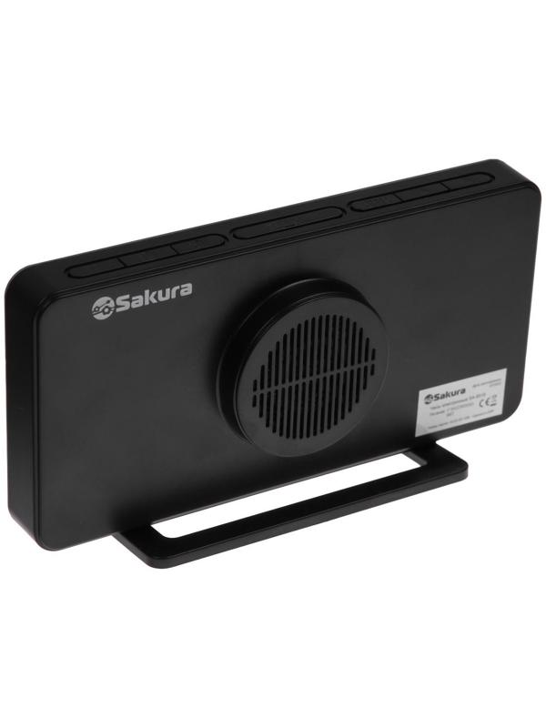 Часы-будильник Sakura SA-8519, электронные, будильник, радио, 1хCR2032, чёрные