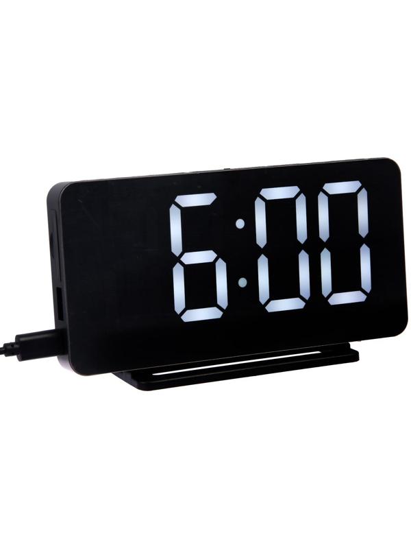 Часы-будильник Sakura SA-8519, электронные, будильник, радио, 1хCR2032, чёрные