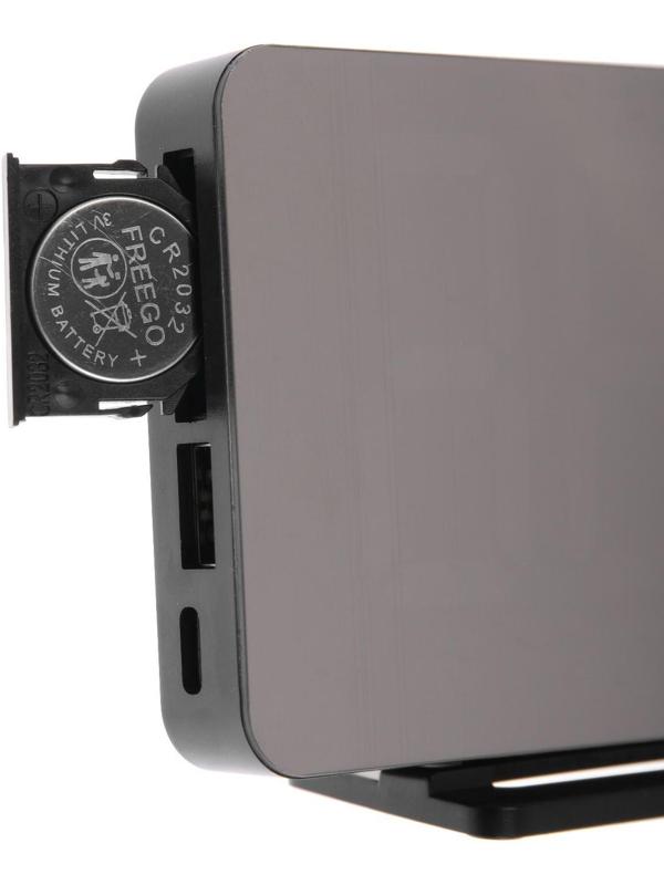 Часы-будильник Sakura SA-8519, электронные, будильник, радио, 1хCR2032, чёрные