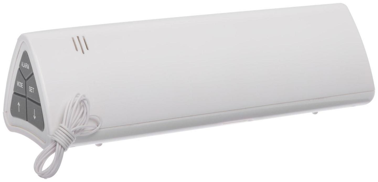 Часы-будильник Sakura SA-8521, электронные, будильник, радио, фонарь, 3хААА, белые