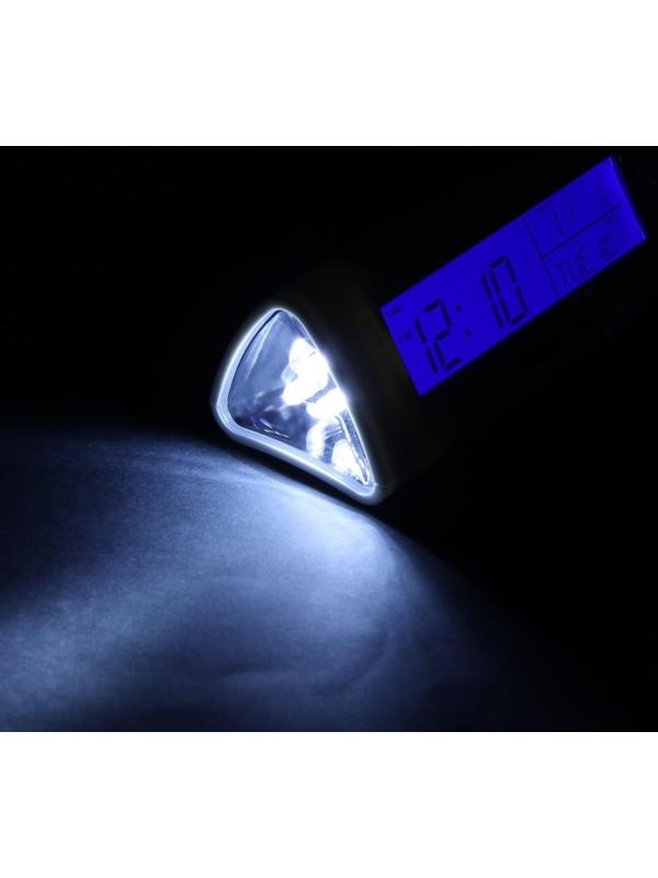 Часы-будильник Sakura SA-8521, электронные, будильник, радио, фонарь, 3хААА, белые