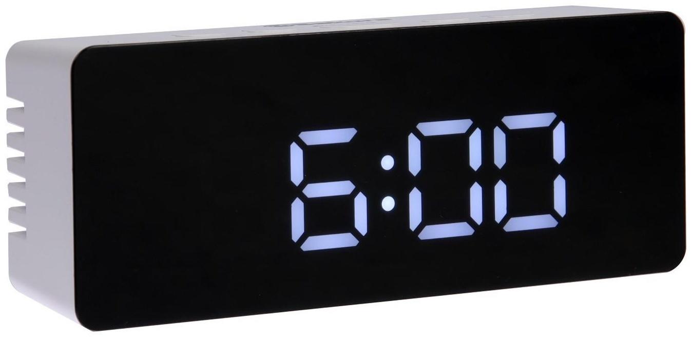 Часы-будильник Sakura SA-8525, электронные, будильник, 3хААА, белые