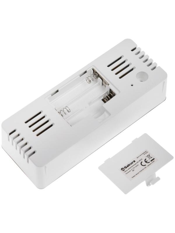 Часы-будильник Sakura SA-8525, электронные, будильник, 3хААА, белые