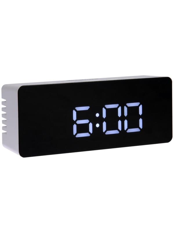 Часы-будильник Sakura SA-8525, электронные, будильник, 3хААА, белые