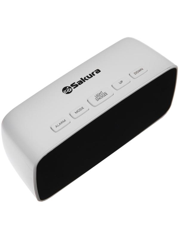 Часы-будильник Sakura SA-8526, электронные, будильник, 3хААА, белые