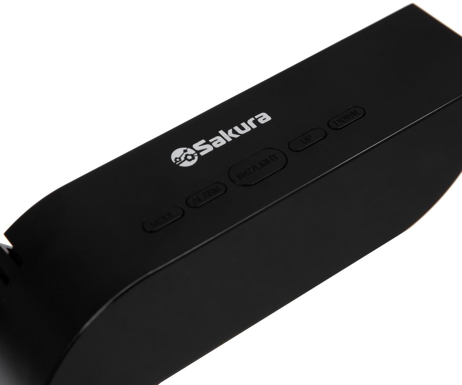 Часы-будильник Sakura SA-8528, электронные, будильник, 3хААА, чёрные