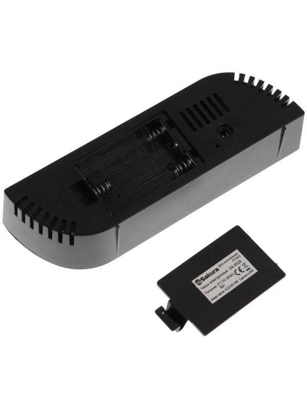 Часы-будильник Sakura SA-8528, электронные, будильник, 3хААА, чёрные