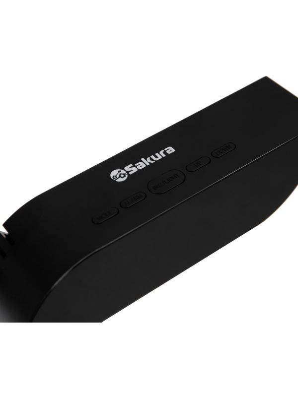 Часы-будильник Sakura SA-8528, электронные, будильник, 3хААА, чёрные