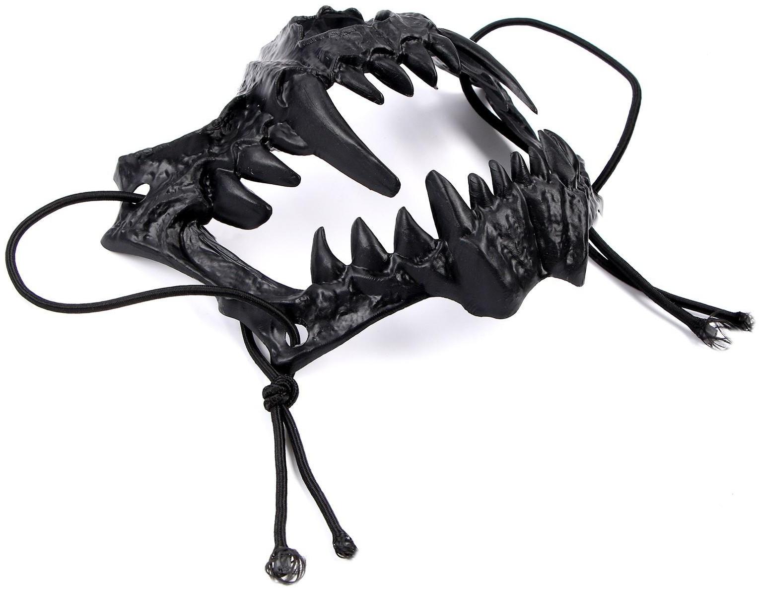 Карнавальный Набор:бандана с черепами,маска челюсти,латекс черная,т.наклейка