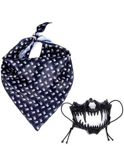 Карнавальный Набор:бандана с черепами,маска челюсти,латекс черная,т.наклейка