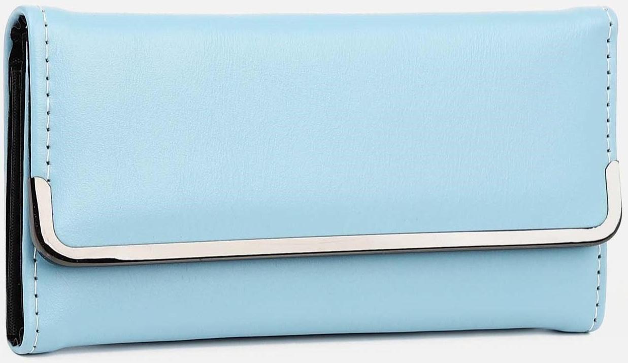 Кошелёк на магните, отдел для купюр, для карт, для монет, цвет голубой