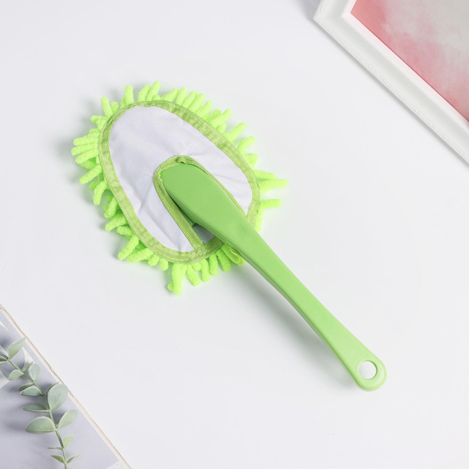 Щётка для уборки с насадкой из микрофибры на ручке Доляна, 31 см, букли, цвет МИКС