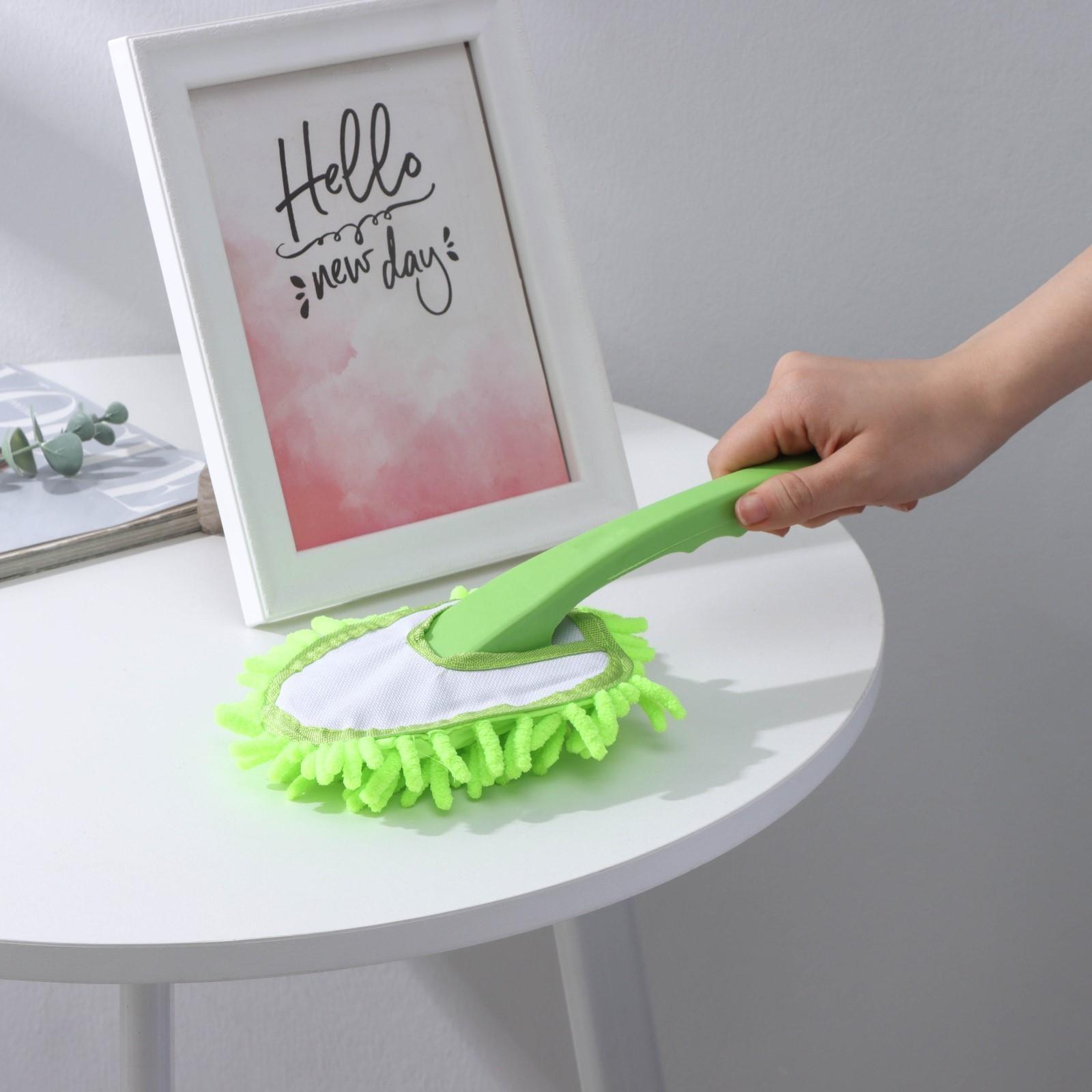 Щётка для уборки с насадкой из микрофибры на ручке Доляна, 31 см, букли, цвет МИКС