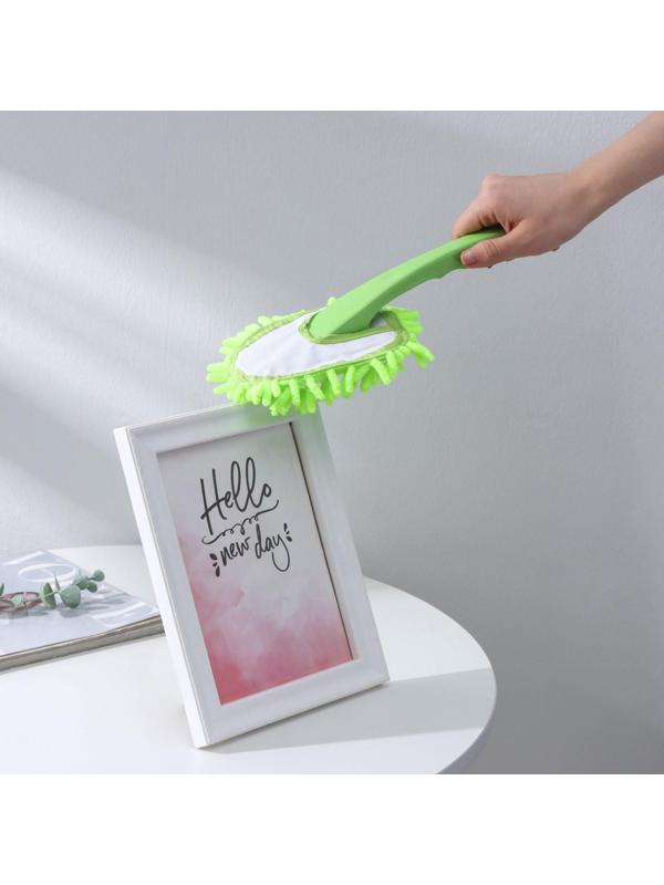 Щётка для уборки с насадкой из микрофибры на ручке Доляна, 31 см, букли, цвет МИКС