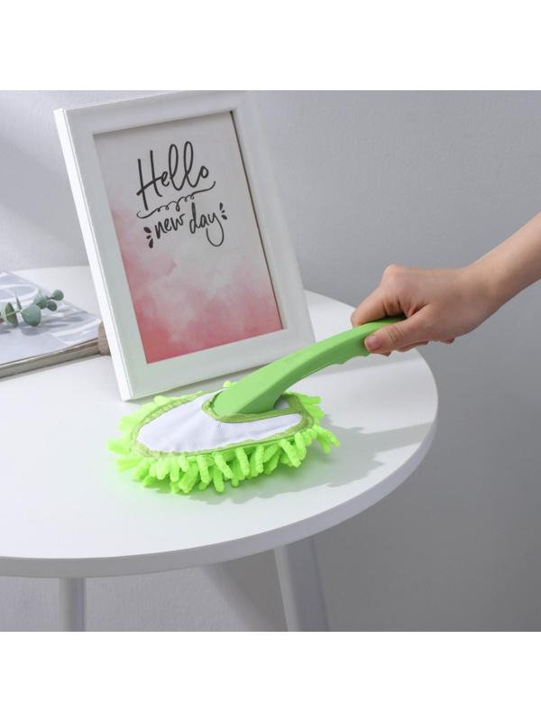 Щётка для уборки с насадкой из микрофибры на ручке Доляна, 31 см, букли, цвет МИКС
