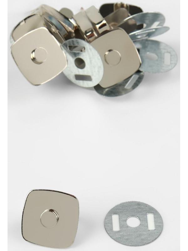 Кнопки магнитные, 18 × 18 мм, 4 шт, цвет серебряный