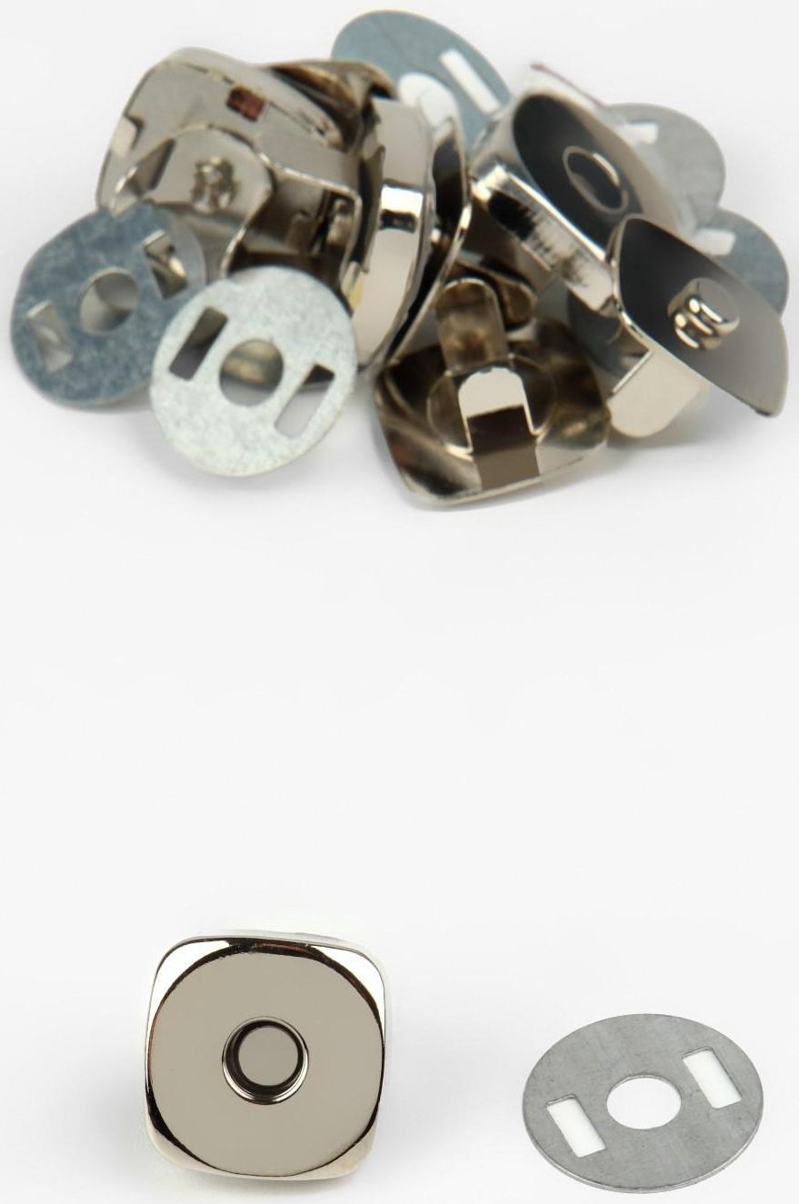 Кнопки магнитные, 14 × 14 мм, 4 шт, цвет серебряный