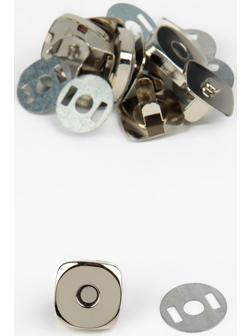 Кнопки магнитные, 14 × 14 мм, 4 шт, цвет серебряный