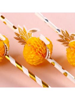 Трубочки для коктейля «Ананас», спираль, в наборе 6 штук