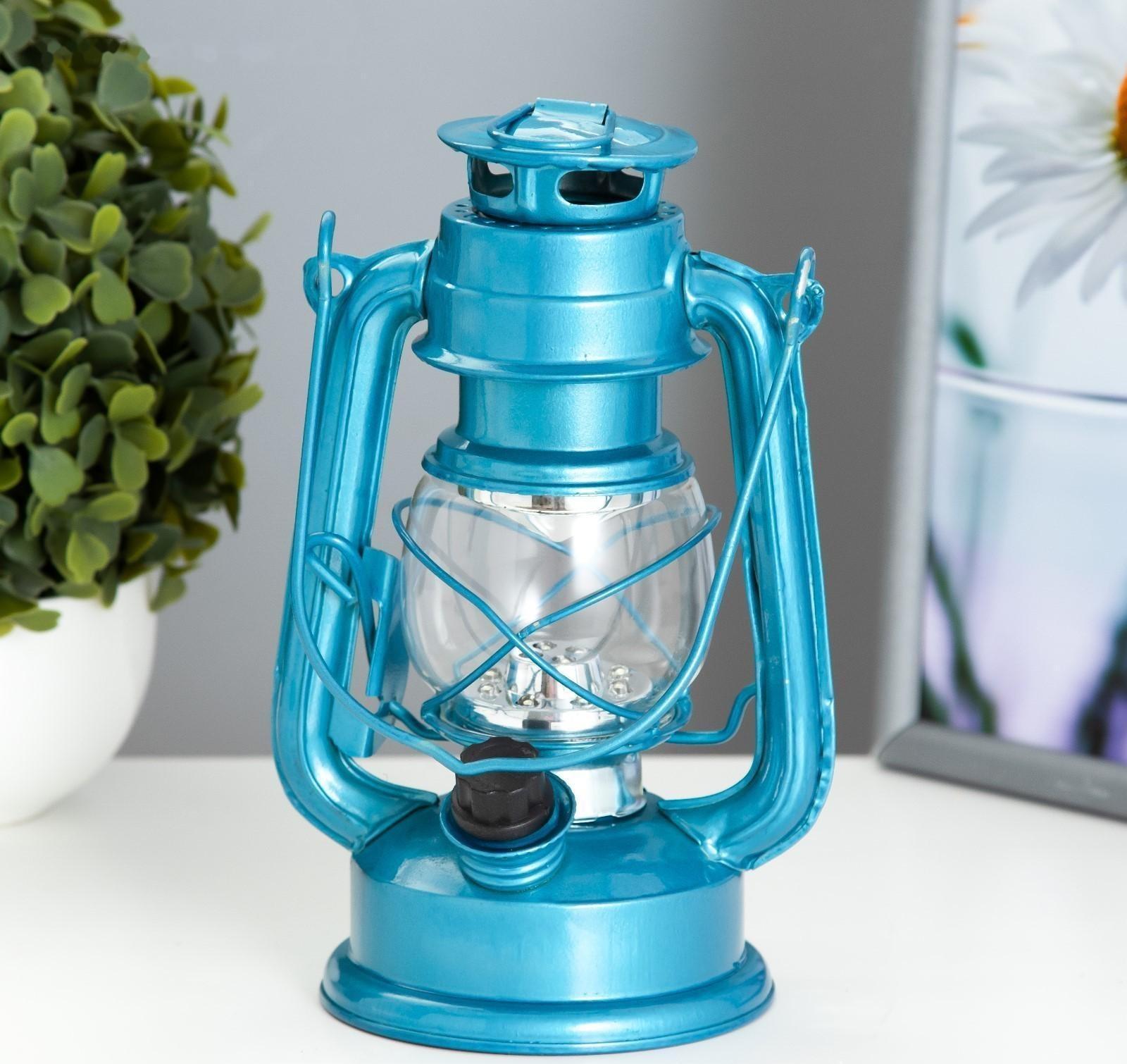Керосиновая лампа декоративная лазурный 9,5х13,5х18,5 см