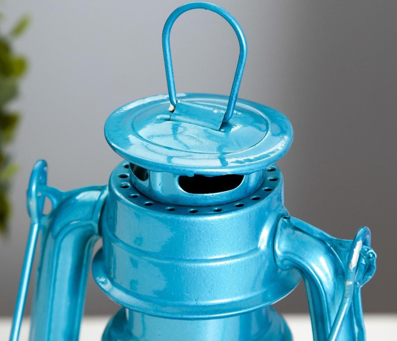 Керосиновая лампа декоративная лазурный 9,5х13,5х18,5 см