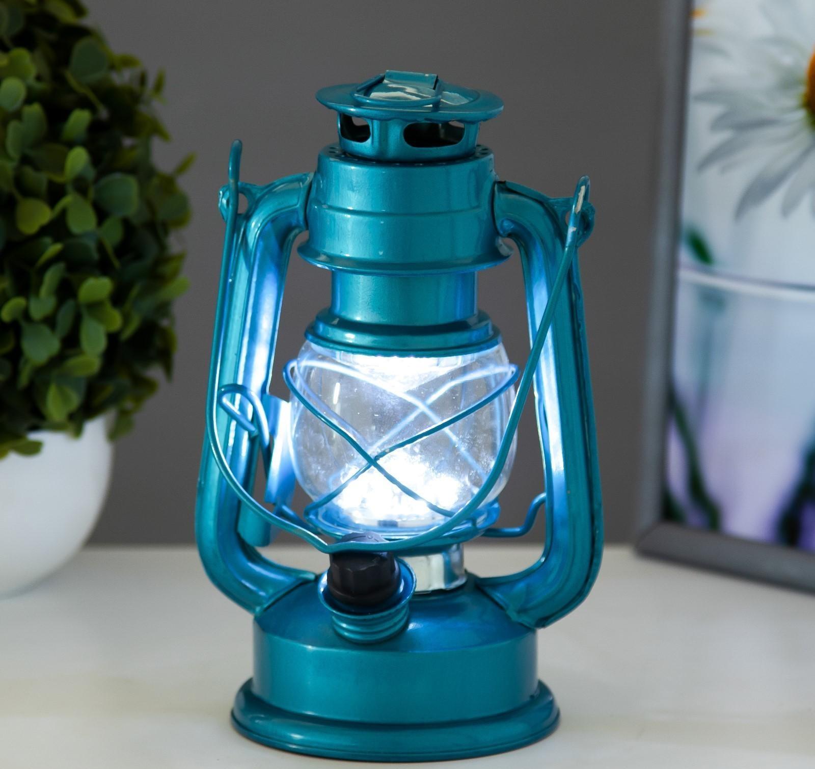 Керосиновая лампа декоративная лазурный 9,5х13,5х18,5 см