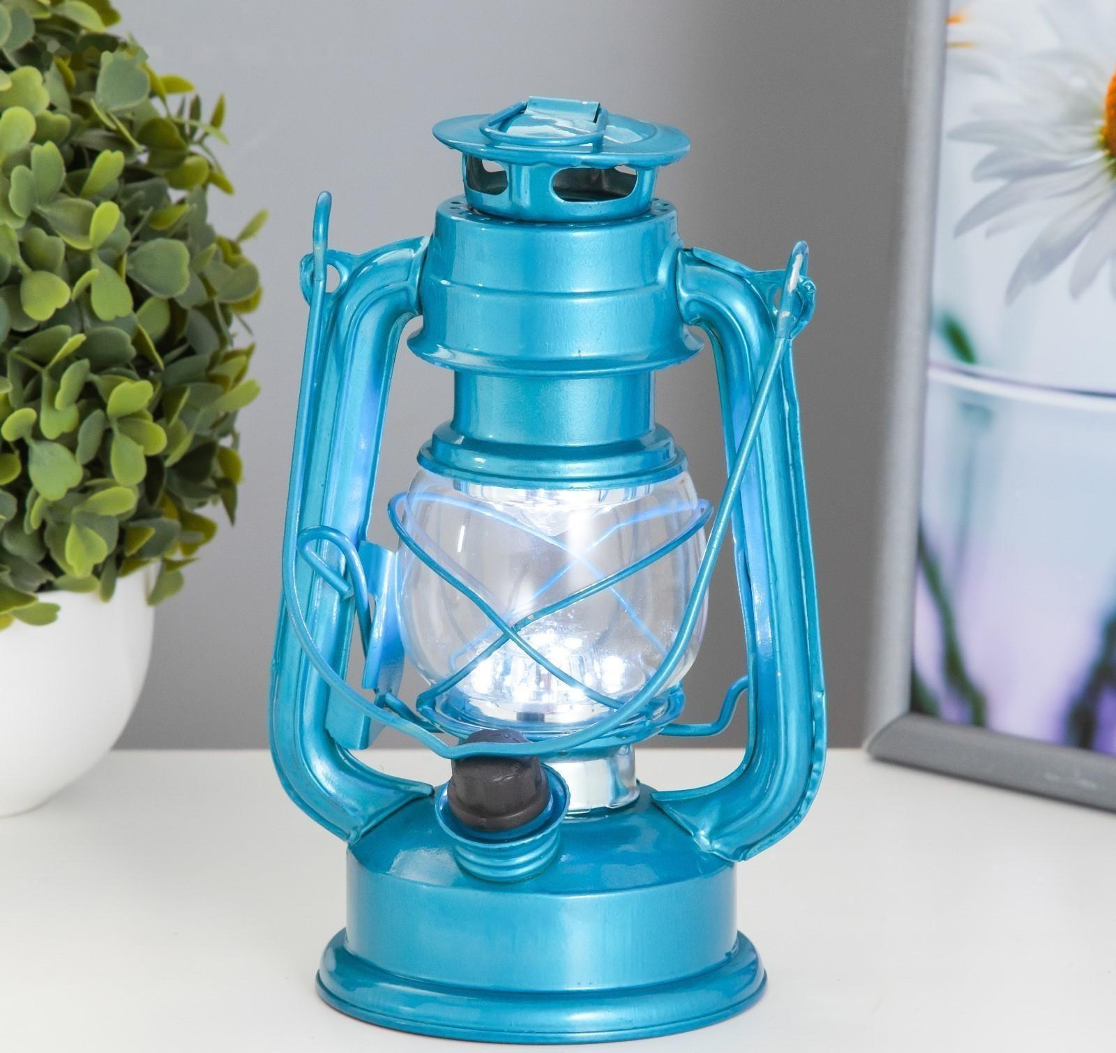 Керосиновая лампа декоративная лазурный 9,5х13,5х18,5 см