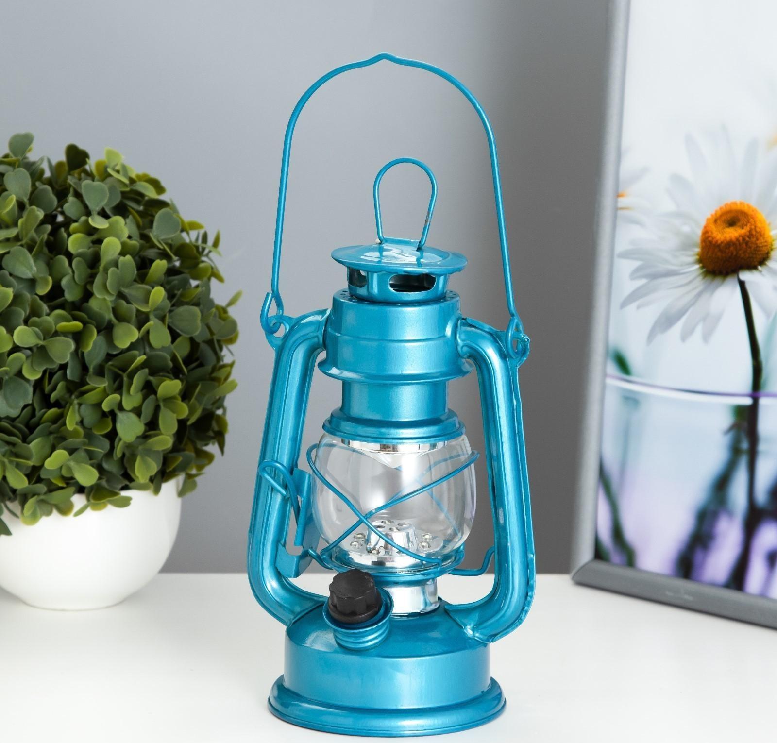 Керосиновая лампа декоративная лазурный 9,5х13,5х18,5 см