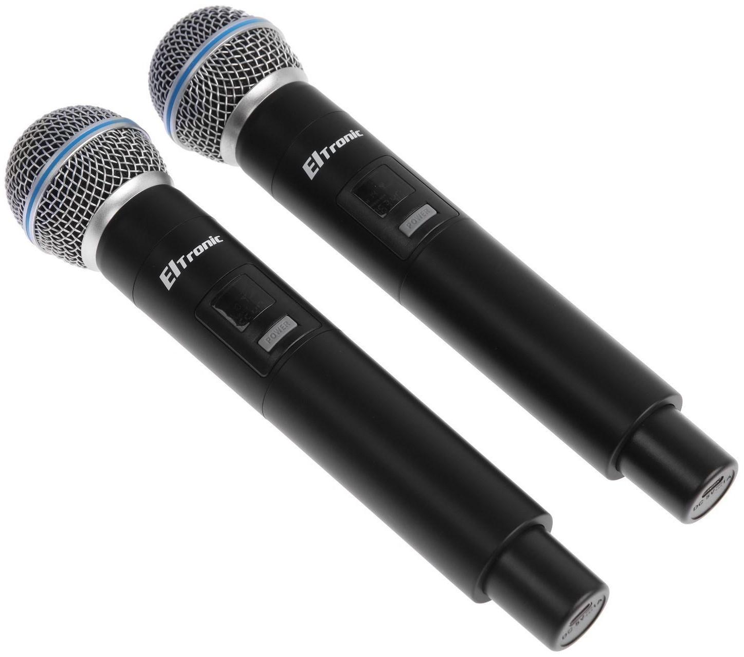 Набор микрофонов ELTRONIC 10-04, беспроводные, 2 микрофона, приемник, черный